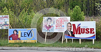 Primary Election Campaign Signs Maryland Editorial Stock Photo