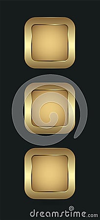 Groups of Three rectangle blank, button, banner, user interface in gold and premium for website UX,UI vector concepts design Stock Photo