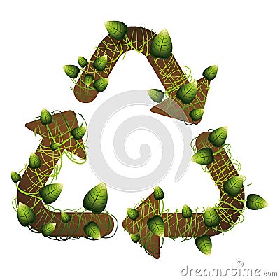 grouth recycling symbol shape with creepers Cartoon Illustration