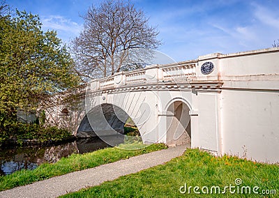 The Grove Park Ornamental Bridge in Cassiobury Park, Watford. Stock Photo