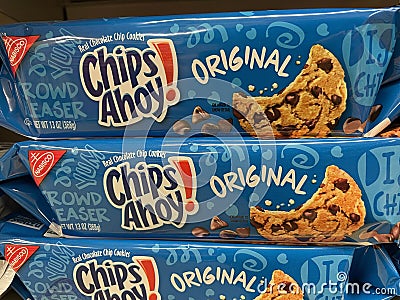 Grocery store nabisco Chips Ahoy cookies original Editorial Stock Photo