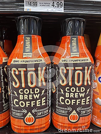 Grocery store STOK coffee creamer dairy section Editorial Stock Photo