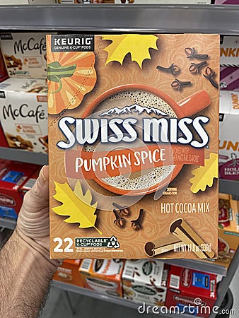 Swiss Miss coffee pumpkin spice Editorial Stock Photo