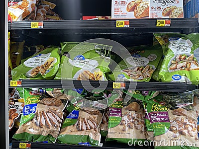 Walmart grocery store interior bag frozen chicken Editorial Stock Photo