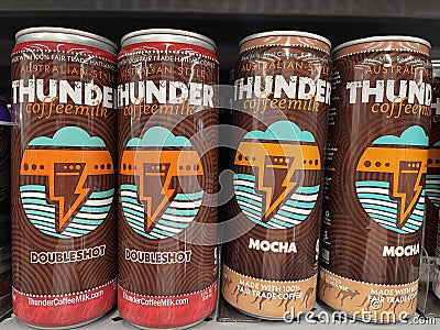 Walmart grocery store Thunder coffeemilk variety Editorial Stock Photo