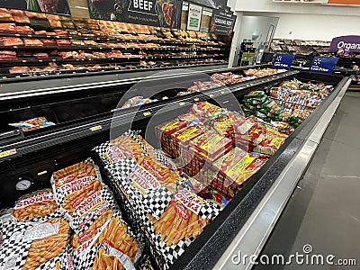 Walmart retail store interior frozen foods case fries Editorial Stock Photo