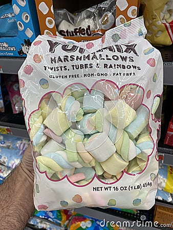 Walmart retail store interior marshmallow pastel colored Editorial Stock Photo