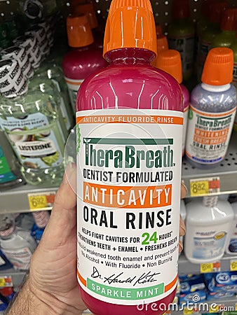 Walmart retail store oral care Therabreath oral rinse Editorial Stock Photo
