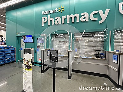 Walmart retail store Pharmacy closed side view Editorial Stock Photo