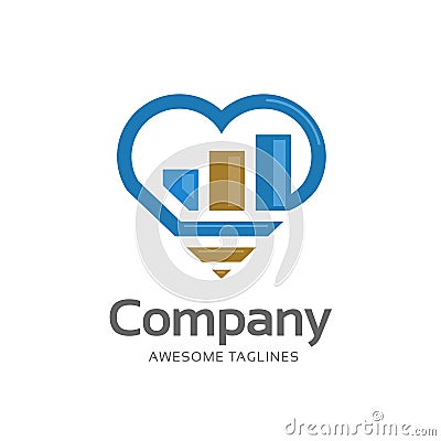 Grow business chart and love logo vector Vector Illustration