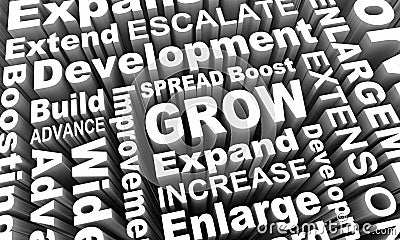 Grow Expand Increase Added More Word Collage 3d Render Illustration Stock Photo