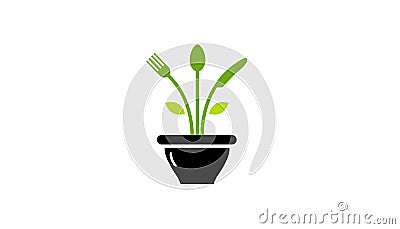 Grow Food Fork Spoon Knife Logo Design Vector Illustration