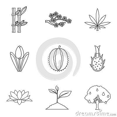 Grow food icons set, outline style Vector Illustration