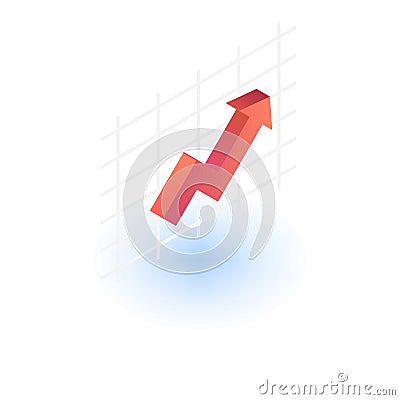 Grow graph icon, isometric style Vector Illustration