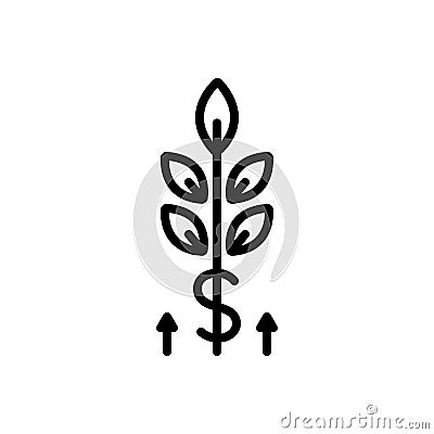 Black line icon for Grow, wealth and germinate Vector Illustration