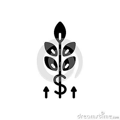 Black solid icon for Grow, wealth and germinate Vector Illustration