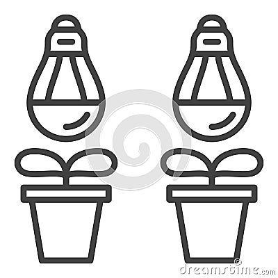 Grow Light Bulbs with Plants vector Phyto Lightbulbs linear icon or symbol Vector Illustration