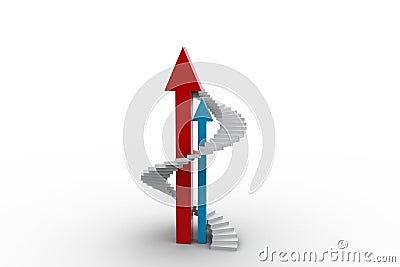 Growing arrow and upstairs Stock Photo