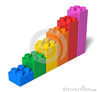 Growing bar chart from color toy blocks Stock Photo