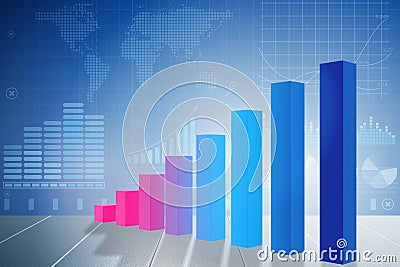 The growing bar charts in economic recovery concept - 3d rendering Stock Photo