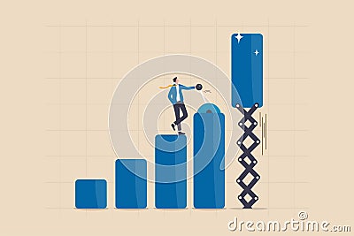 Growing business graph, increase sale or investment growth, profit rising up or revenue growing, development or improvement Vector Illustration