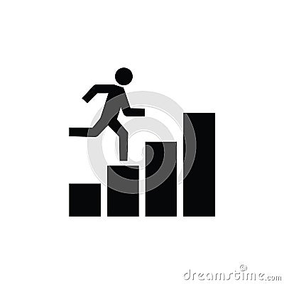 Growing business runing man graph icon. Vector illustration. Cartoon Illustration