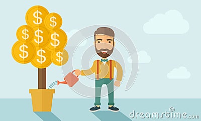 Growing Businessman Vector Illustration