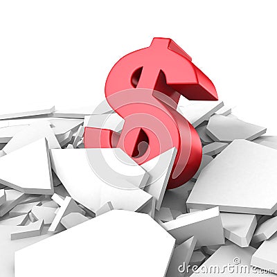 Growing Dollar Currency Symbol Out From Crack Hole Stock Photo