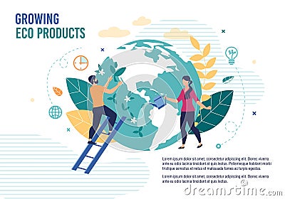 Growing Eco Products Healthy Food Metaphor Poster Vector Illustration