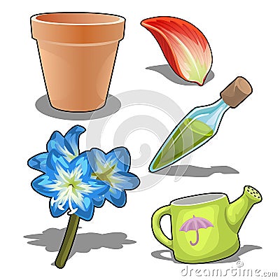 Growing flowers concept and make perfume. Vector Vector Illustration