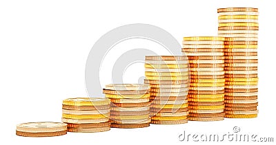 Growing gold coins. Finance, investment and success, 3D rendering Stock Photo