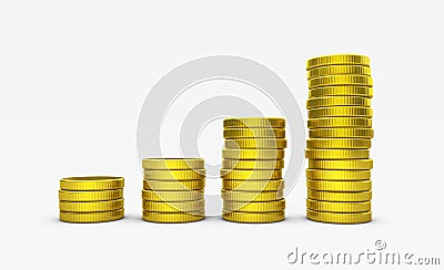 Growing Gold Coins Stack Business Success Concept Cartoon Illustration