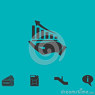 Growing graph holding by hand icon flat Vector Illustration