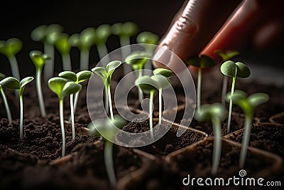 growing green plants in germinate from seed, Stock Photo