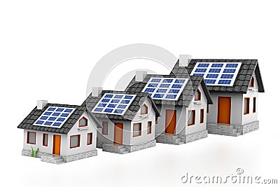 Growing home sale graph with solar panels Stock Photo