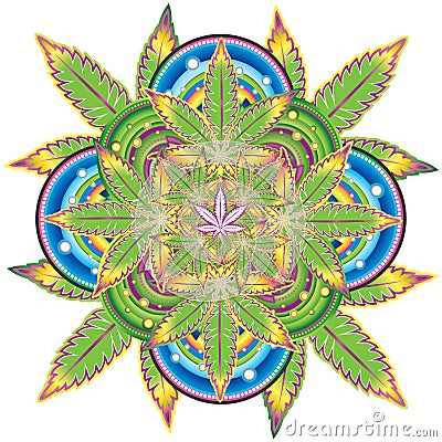 Growing marijuana leaf kaleidoscope symbol Stock Photo