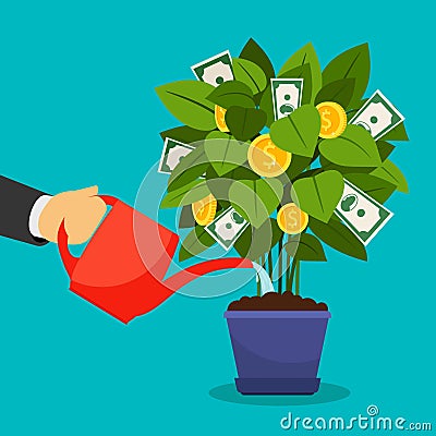 Growing money tree Vector Illustration