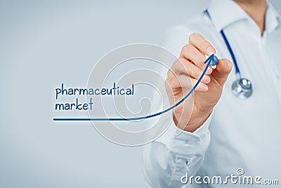 Growing pharmaceutical market Stock Photo