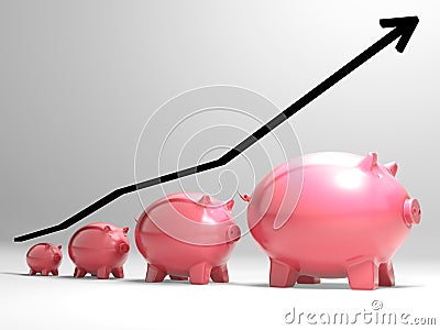 Growing Piggy Shows Financial Growth Stock Photo