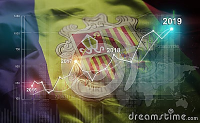 Growing Statistic Financial 2019 Against Andorra Flag Stock Photo