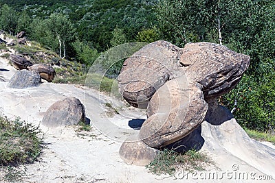 The Growing Stones - Babele de la Ulmet Ulmet, Buzau County, Romania Stock Photo