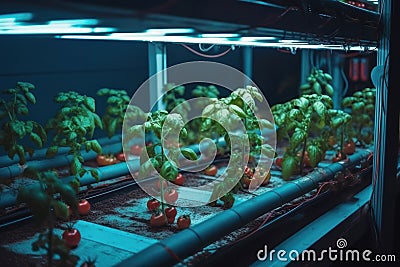 Growing Up: Vertical Hydroponic Farming of Colorful Legumes.Generative ai Stock Photo