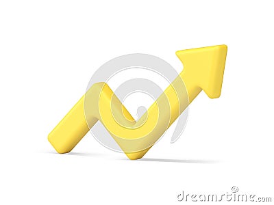 Growing up yellow arrow successful strategy positive trend pointing angle dynamic 3d icon vector Vector Illustration
