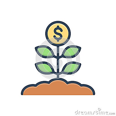 Color illustration icon for Grows, germinate and vegetate Cartoon Illustration