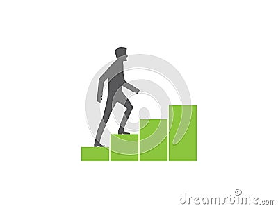 Man climbin growing graph Stock Photo