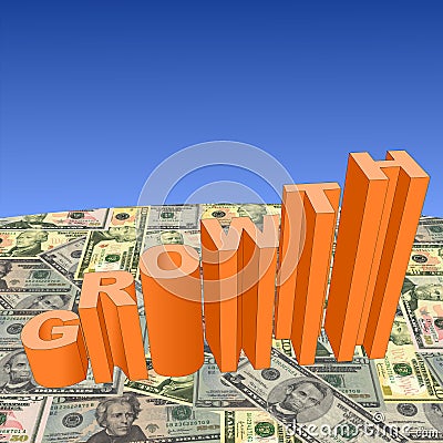 Growth with American dollars Cartoon Illustration