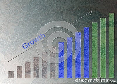 Growth Bar Graph Signifying Improvement Set In Stone Stock Photo