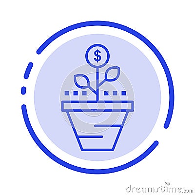 Growth, Business, Care, Finance, Grow, Growing, Money, Raise Blue Dotted Line Line Icon Vector Illustration