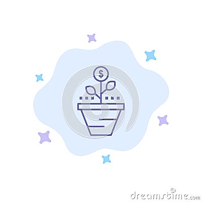 Growth, Business, Care, Finance, Grow, Growing, Money, Raise Blue Icon on Abstract Cloud Background Vector Illustration