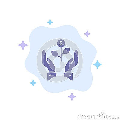 Growth, Business, Grow, Growing, Dollar, Plant, Raise Blue Icon on Abstract Cloud Background Vector Illustration